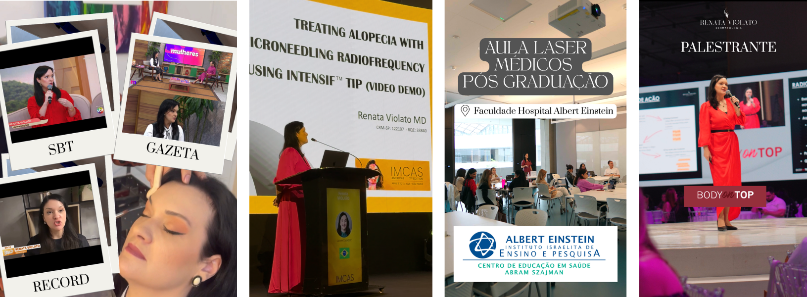 Renata Violato Médica Dermatologista SBD, Global Key Opnion Leader Classys Speaker/Palestrante Ultraformer MPT e Volnewmer. Professora Médicos Pós Graduação Hospital Albert Einsten Lasers.   Diversas Tecnologias na Clínica: Volnewmer, Ultraforme MPT, Laser Chrome, Coolsculpting, Endymed, Aquapure, Hyper Slim, Soprano, Quantificare e mais.